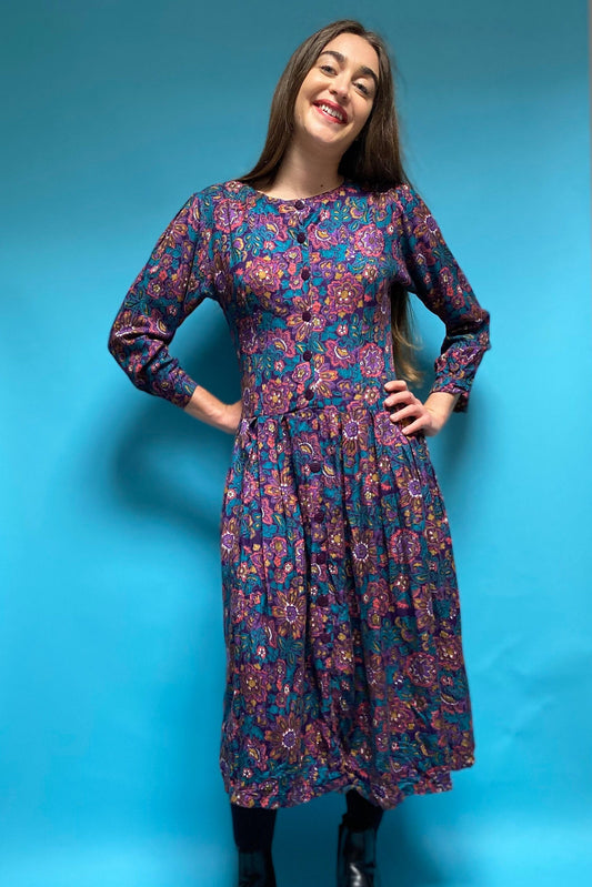 Vintage 80s Floral Boho Dress.