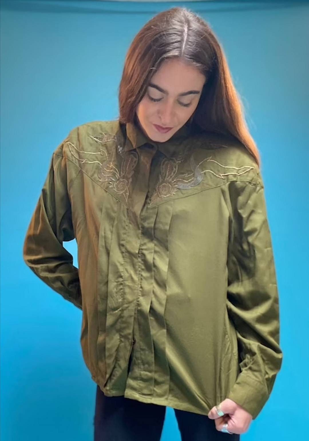 Vintage Green Embroidered Shirt.