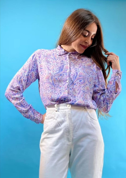 Vintage Purple Paisley Shirt.