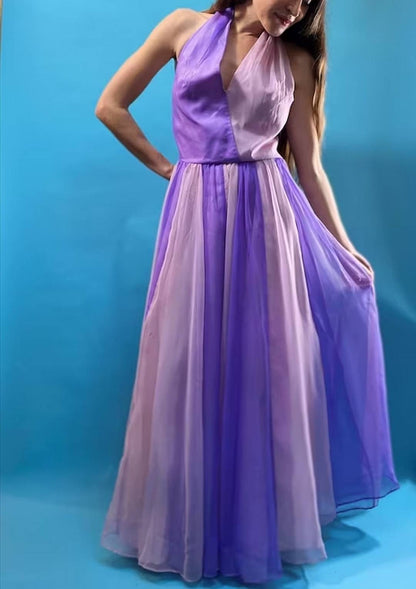 Vintage Revival 60s Full Length Purple Evening Gown.