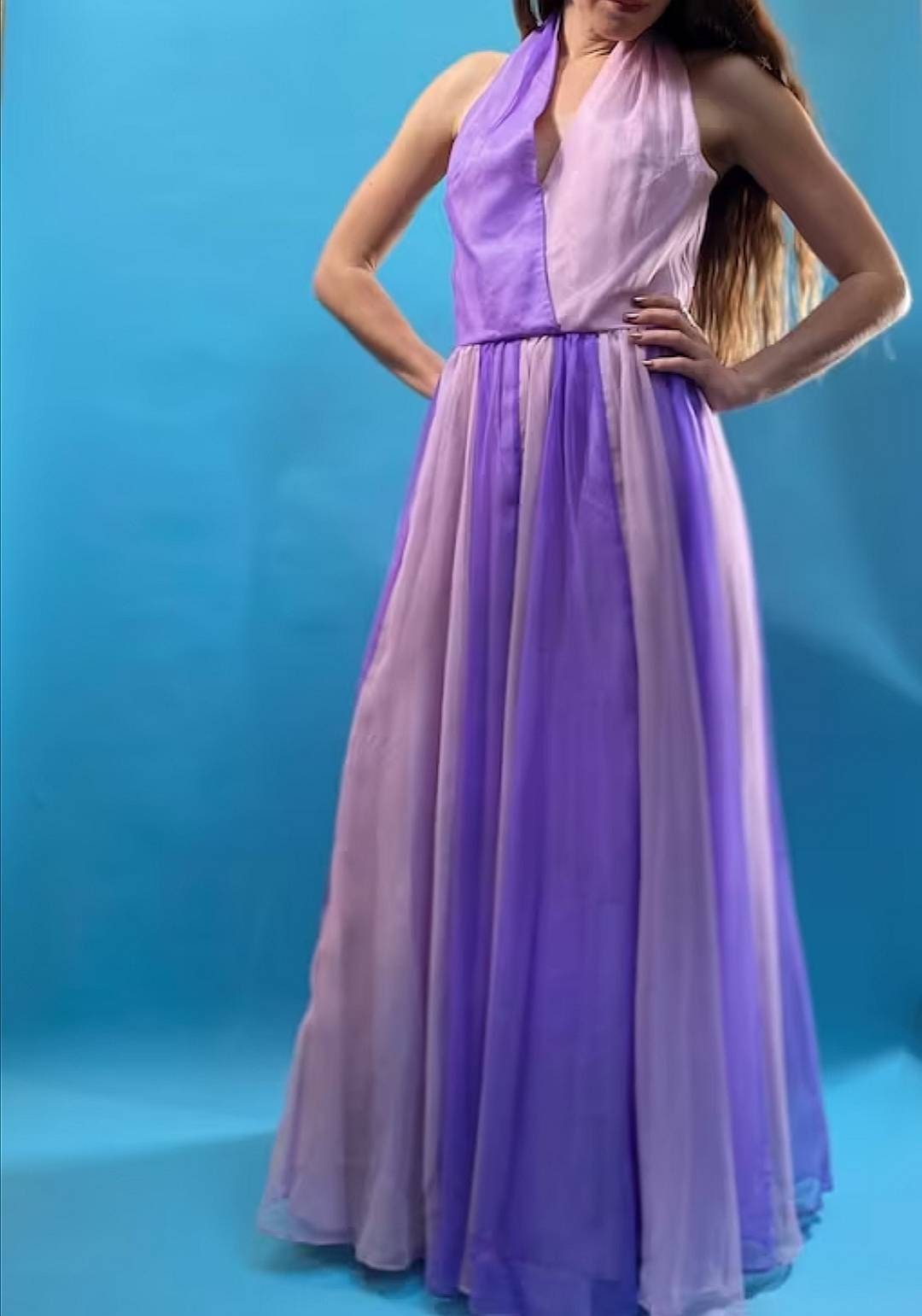 Vintage Revival 60s Full Length Purple Evening Gown.