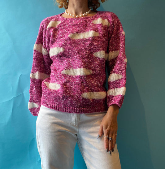 Vintage 80s Pink Clouds Jumper.