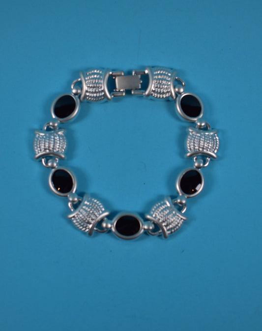 Vintage 90s Silver and Black Bracelet