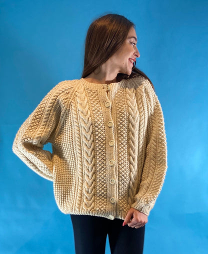 Vintage Cableknit Aran Cardigan.