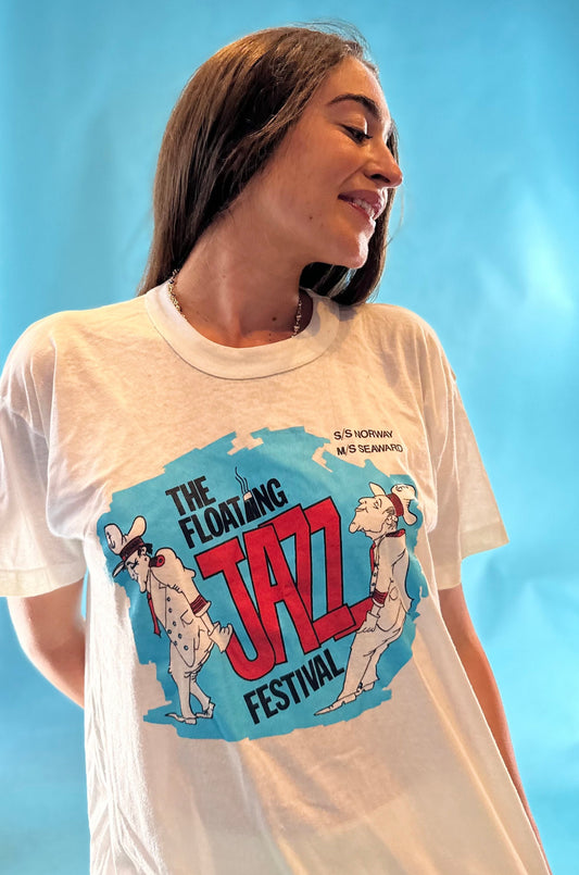 The Floating Jazz festival White t-shirt.