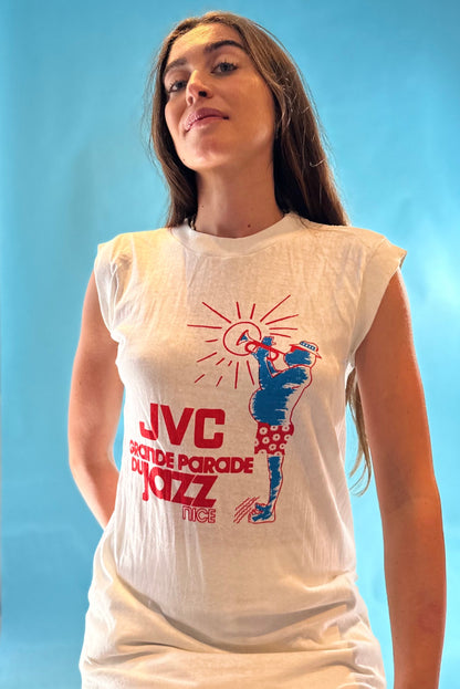 JVC Jazz White T-shirt Tank Top.