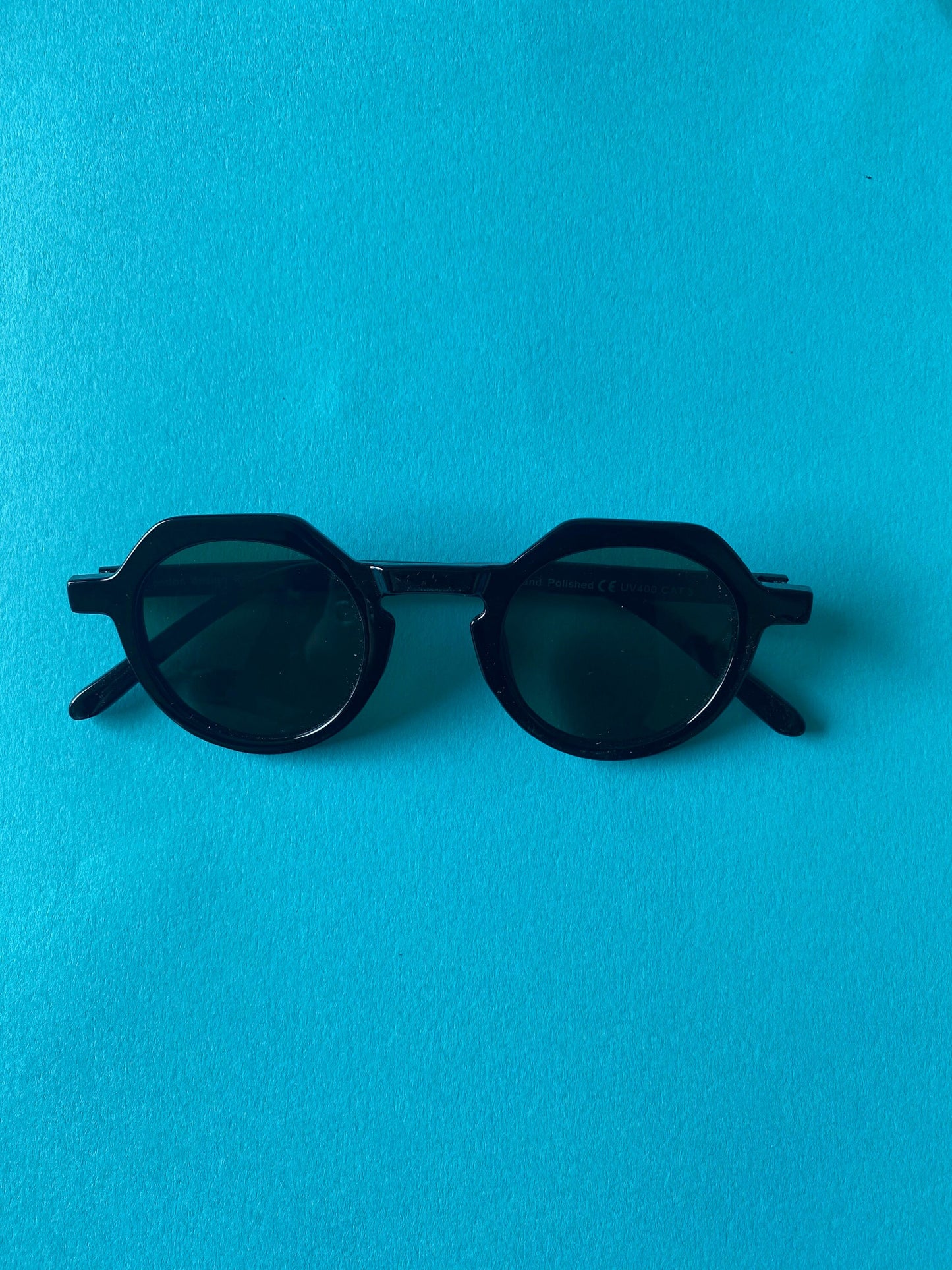 Vintage Hexagonal Shape Sunglasses - Black