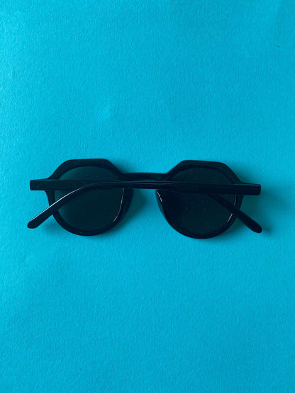 Vintage Hexagonal Shape Sunglasses - Black