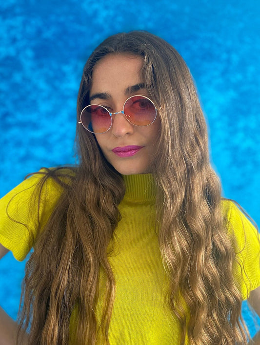 John Lennon Round 90s Sunglasses - Yellow & Red Ombre